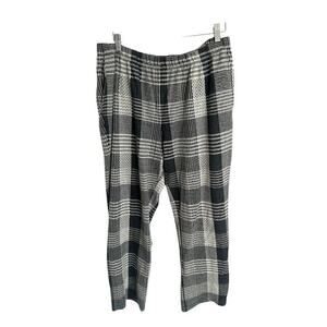 Lands End Knit Pull On Pants Womens Plus Size 1X Black Plaid Stretch Academic